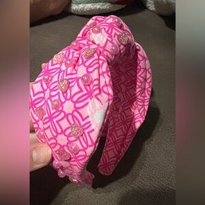 Handmade top knot in LP valentines print